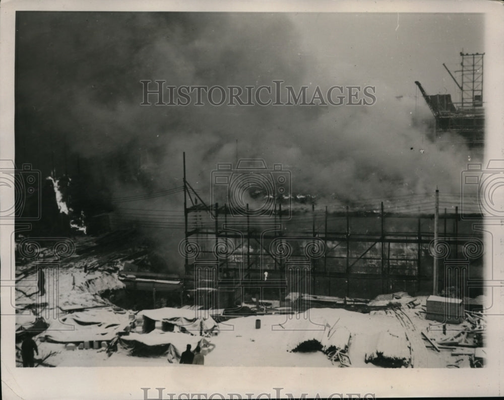 1940 Press Photo Fire destroyed Institute of Technology on Northwestern Univ.