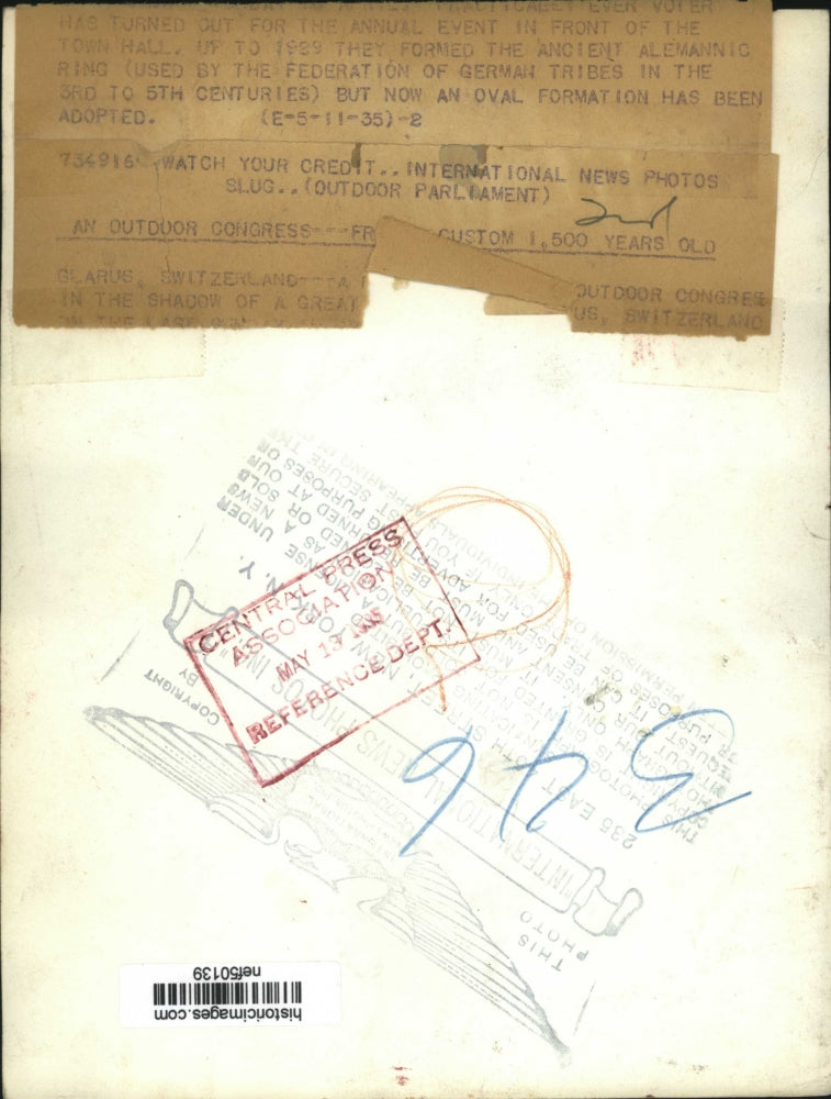 1935 Press Photo Annual Outdoor Congress at Town Hall, Glarus, Swtizerland