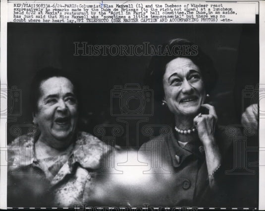 1959 Press Photo Elsa Maxwell, Duchess of Windsor at April in Paris Luncheon