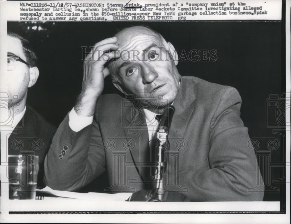 1957 Press Photo Steven Spiak Pres. of a Company Union appeared at Senate