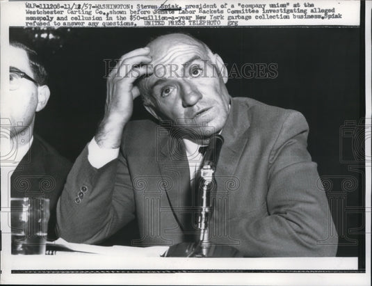 1957 Press Photo Steven Spiak Pres. of a Company Union appeared at Senate
