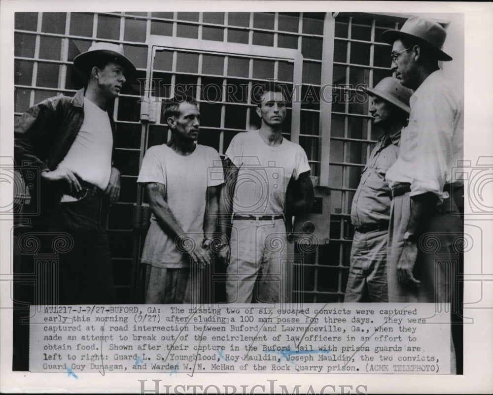 1951 Press Photo Six escaped convicts of Buford Jail were captured - Historic Images