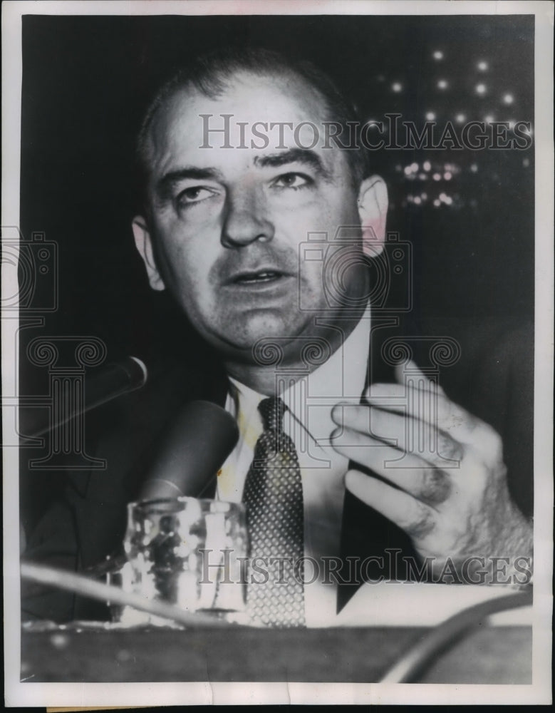 1954 Press Photo Senator Joseph McCarthy at Senate Army Hearing, Washington D.C.