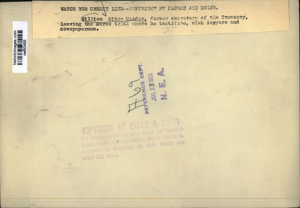 1923 Press Photo William Gibbs McAdoo Leaving Morse Trial - nef50485