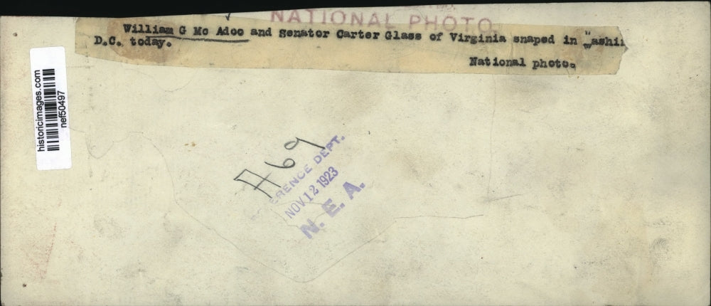 1923 Press Photo William Gibbs McAdoo in Washington, D.C. - nef50497