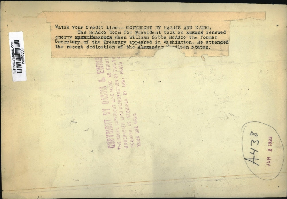 1923 Press Photo McAdoo Boom for Pres Took on Energy When He Appeared in D.C.