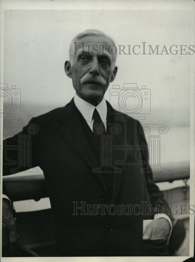 1932 Press Photo Andrew Mellon Aboard S.S. Majestic Arriving in New York City- Historic Images