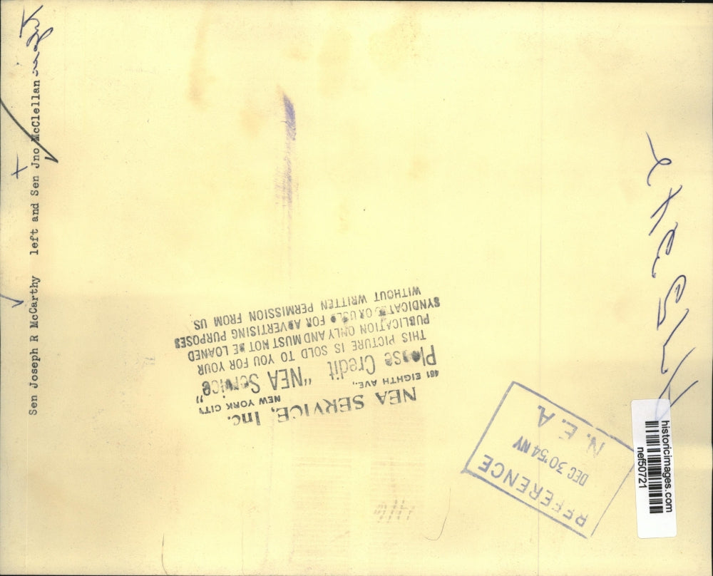 1954 Press Photo Senator Joseph McCarthy and Senator Jno McClellan - nef50721