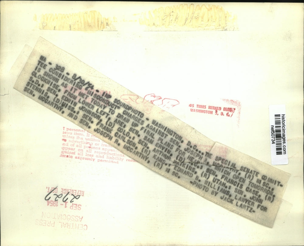 1954 Press Photo Special Senate Committee on Misconduct charges on Sen.McCarthy