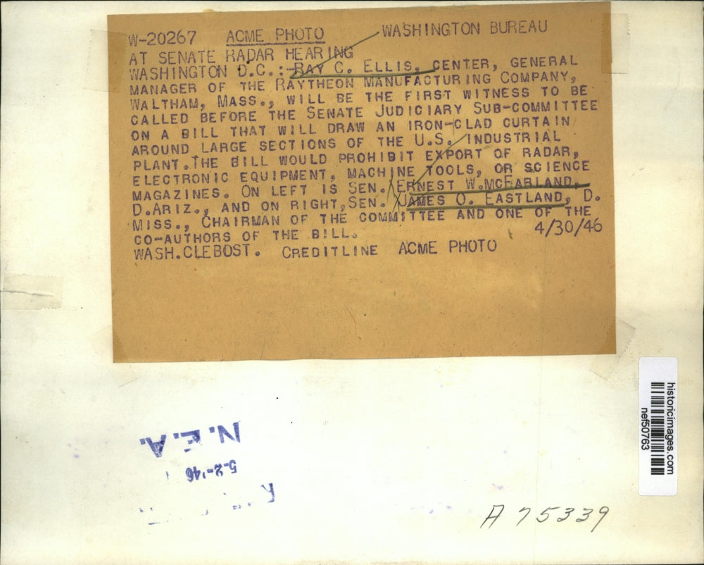 1946 Press Photo Ray C Ellis to be the First Witness Before Sen Judiciary Comm