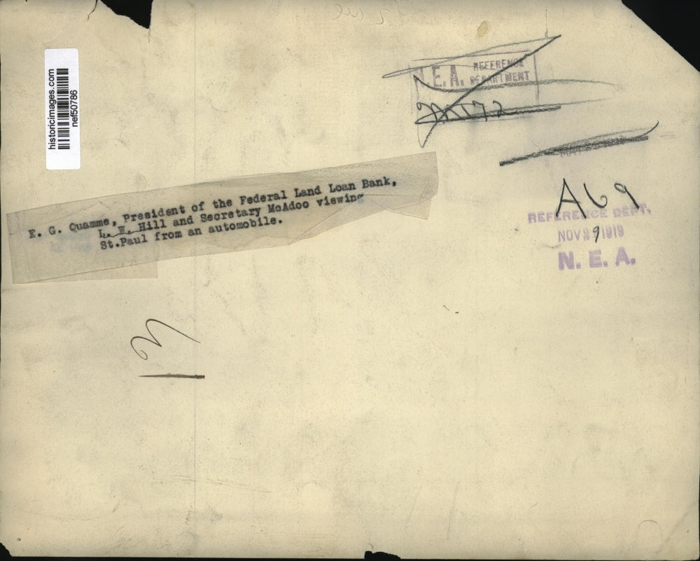 1919 Press Photo Sec.McAdoo with L.W.Hill, E.G.Quamme of Federal Land loan Bank