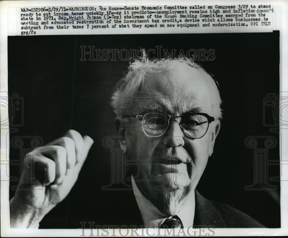 1971 Pres Photo Wright Patman Emerge From Conf & Advocated Restoration of Tax