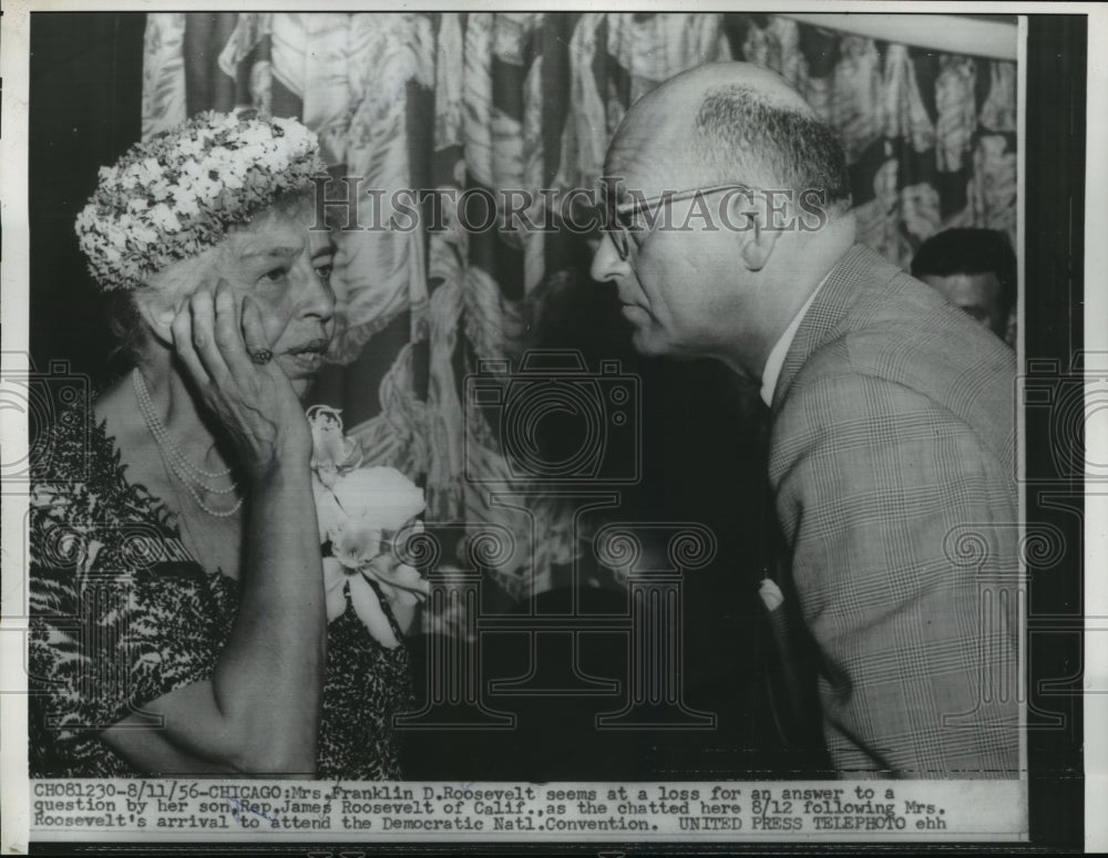 1956 Press Photo James & Eleanor Roosevelt in Chicago for Democrat Convention