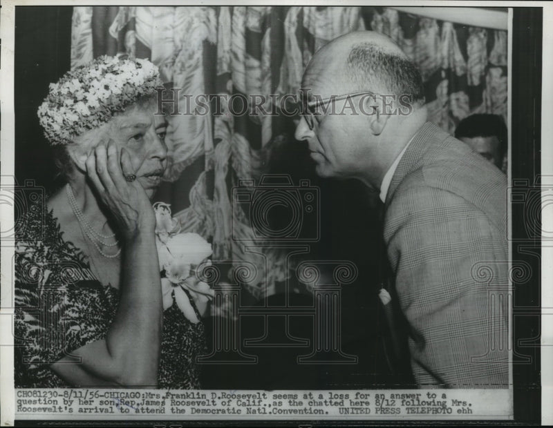 Load image into Gallery viewer, 1956 Press Photo James &amp; Eleanor Roosevelt in Chicago for Democrat Convention

