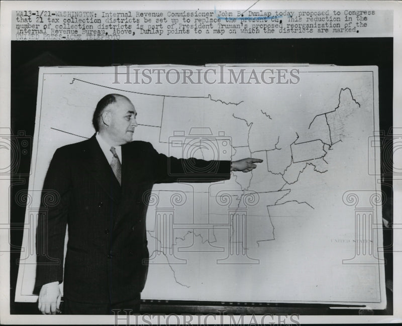Load image into Gallery viewer, 1952 Press Photo John B Dunlap Proposed to Congress 21 Tax Districts Be Set Up
