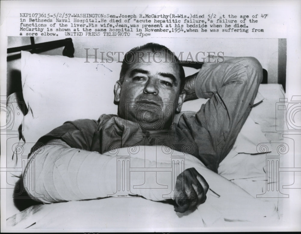 1957 Press Photo Sen McCarthy Died at the Age of 47 From Acute Hepatitis