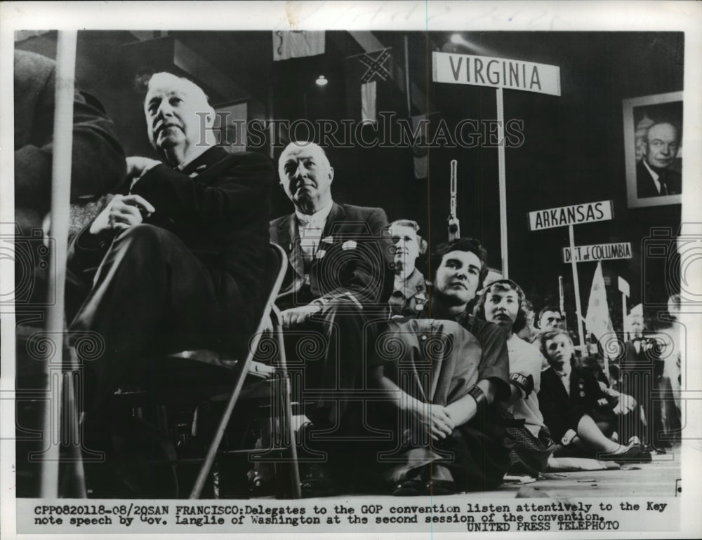 1956 Press Photo GOP National Convention Delegates During Speech, San Francisco