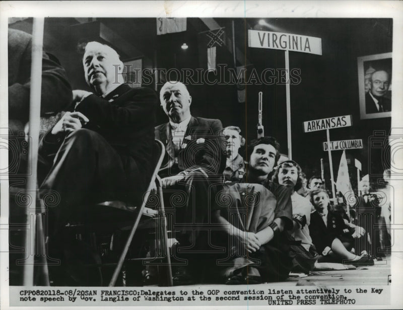 Load image into Gallery viewer, 1956 Press Photo GOP National Convention Delegates During Speech, San Francisco
