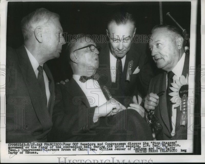 Load image into Gallery viewer, 1956 Press Photo GOP Officials Discuss Stop Stassen Movement at Convention
