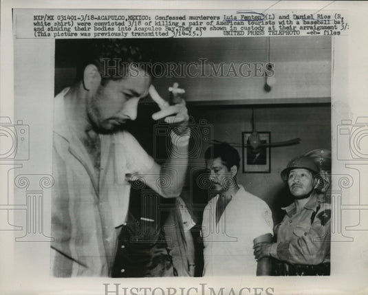 1957 Press Photo Luis Fenton, Daniel Rios in custody at their arraignment