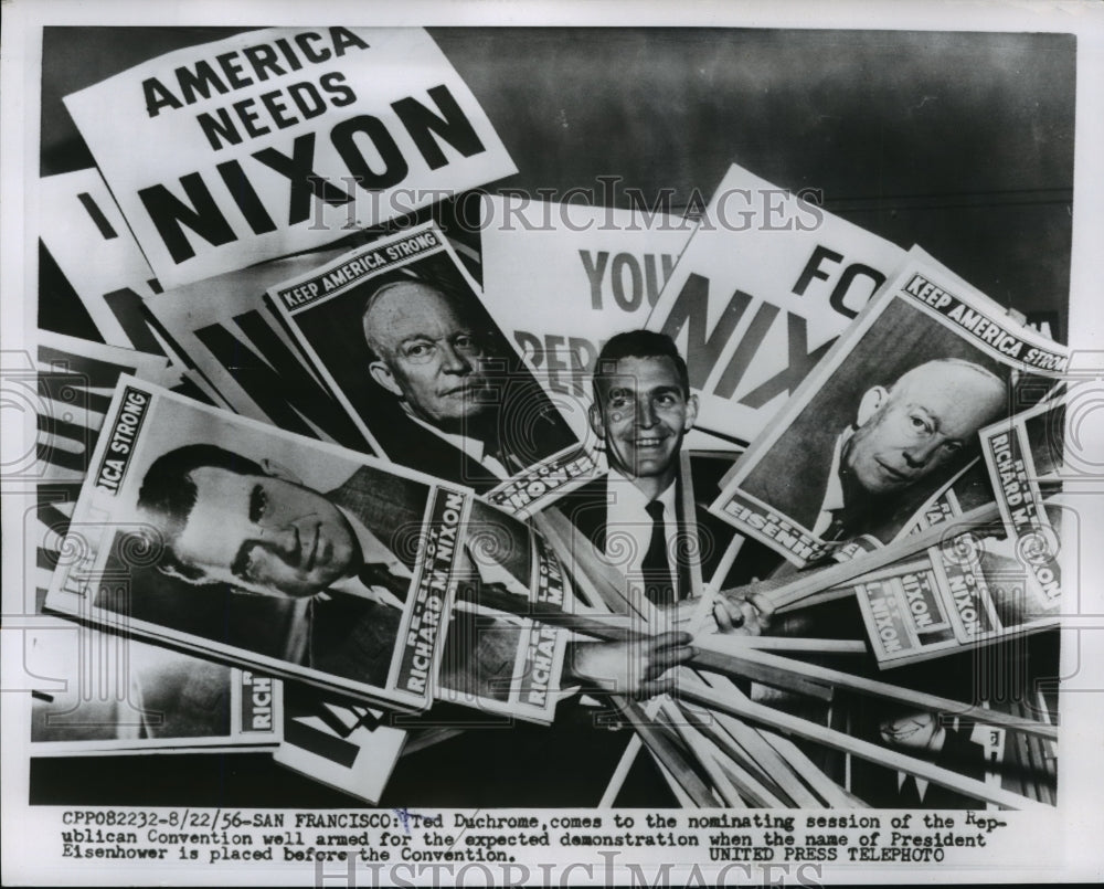 1956 Press Photo Ted Duchrome comes to the nominating session - nef51328