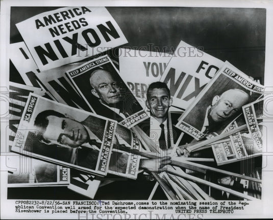 1956 Press Photo Ted Duchrome comes to the nominating session - nef51328