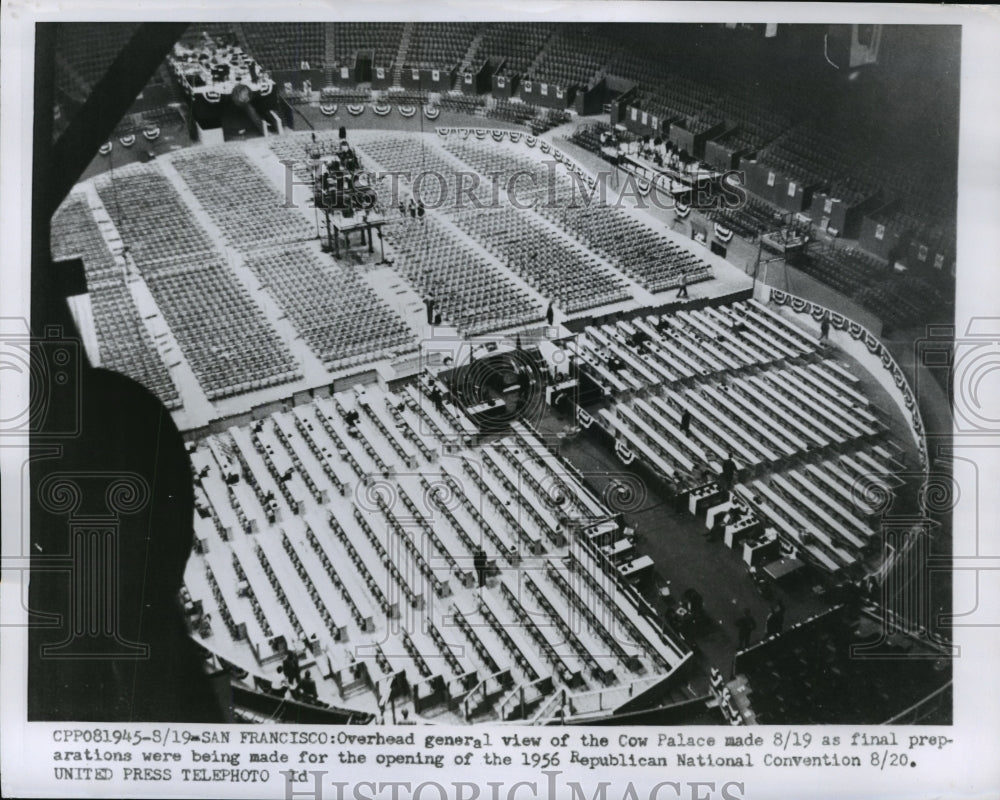 1956 Press Photo Cow Palace Prepared for Republican National Convention