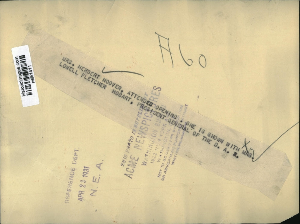 1931 Press Photo Mrs Herbert Hoover Shown with Mrs Lowell Fletcher Hobart