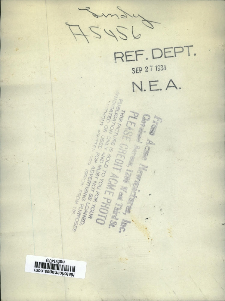 1934 Press Photo Mr. Lindy - nef51479