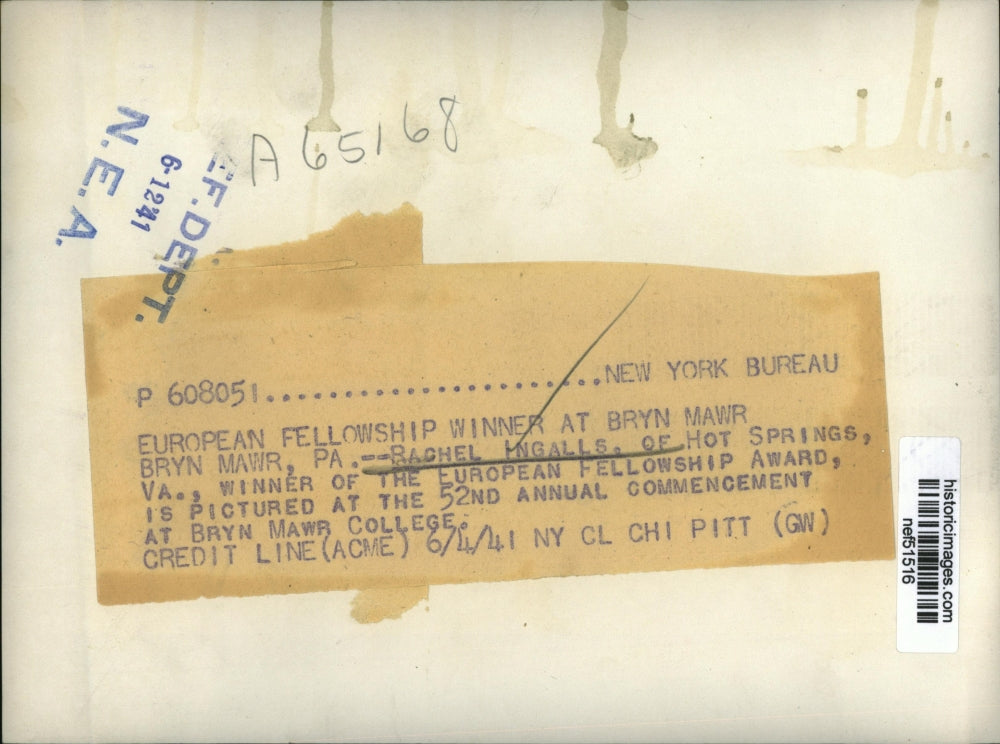 1941 Press Photo Rachel Ingalls, winner of European Fellowship Award - nef51516