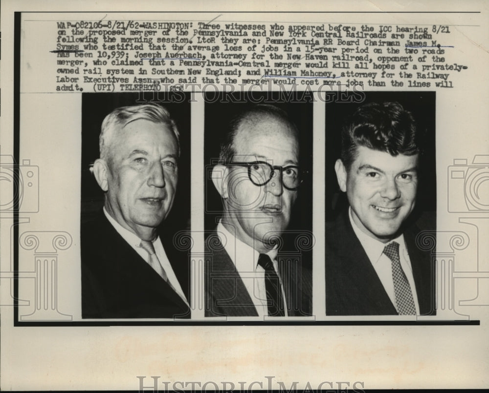 1962 Press Photo Three Witnessed appeared before ICC hearing at Washington
