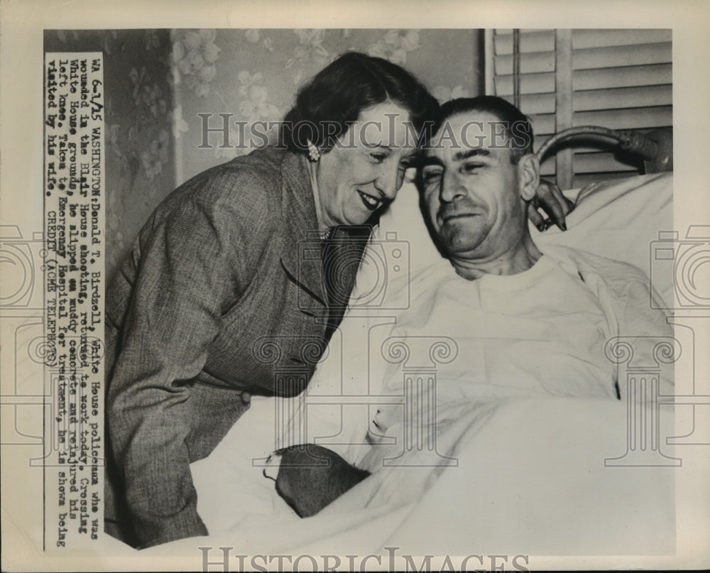 1951 Press Photo Donald Birdzell Wounded in Blair House Shooting Returns to Work