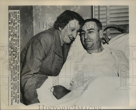 1951 Press Photo Donald Birdzell Wounded in Blair House Shooting Returns to Work