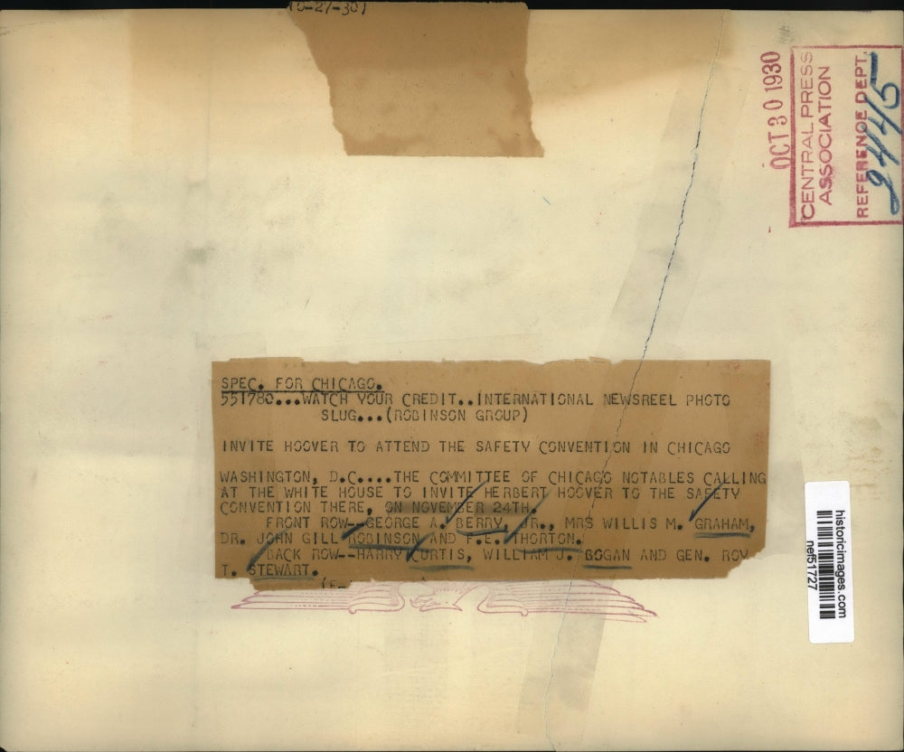 1930 Press Photo Chicago Notables Calling at White House to Invite Hoover