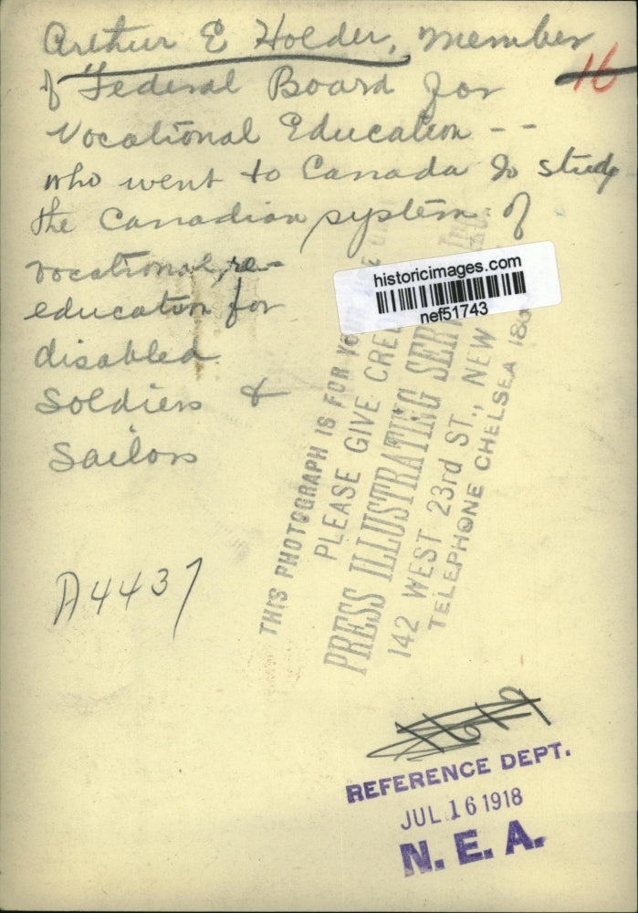 1918 Pres Photo Arthur E Holder Member of Federal Board for Vocational Education