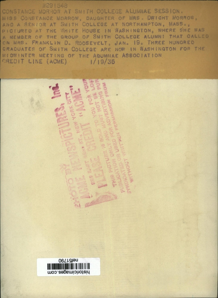 Load image into Gallery viewer, 1935 Pres Photo Ms Constance Morrow Senior at Smith College Called on First Lady
