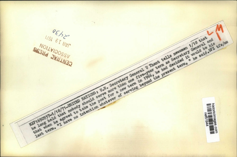 1971 Press Photo U Thant Tells Newsmen He is Not Serving Again Beyond This Term