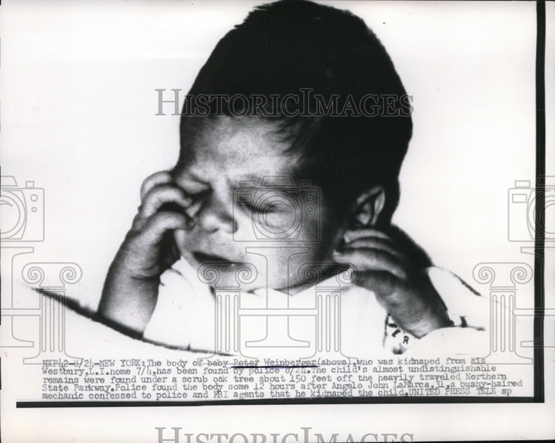 Load image into Gallery viewer, 1956 Press Photo Baby Peter Weinberger Body Found in New York - nef52040
