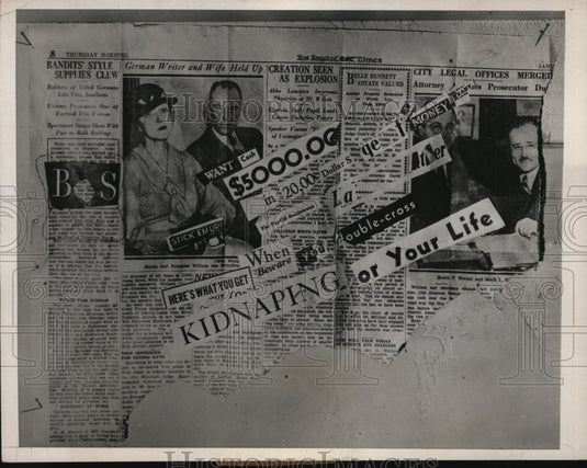 1933 Press Photo Baron William Von Brincken and wife received death treats