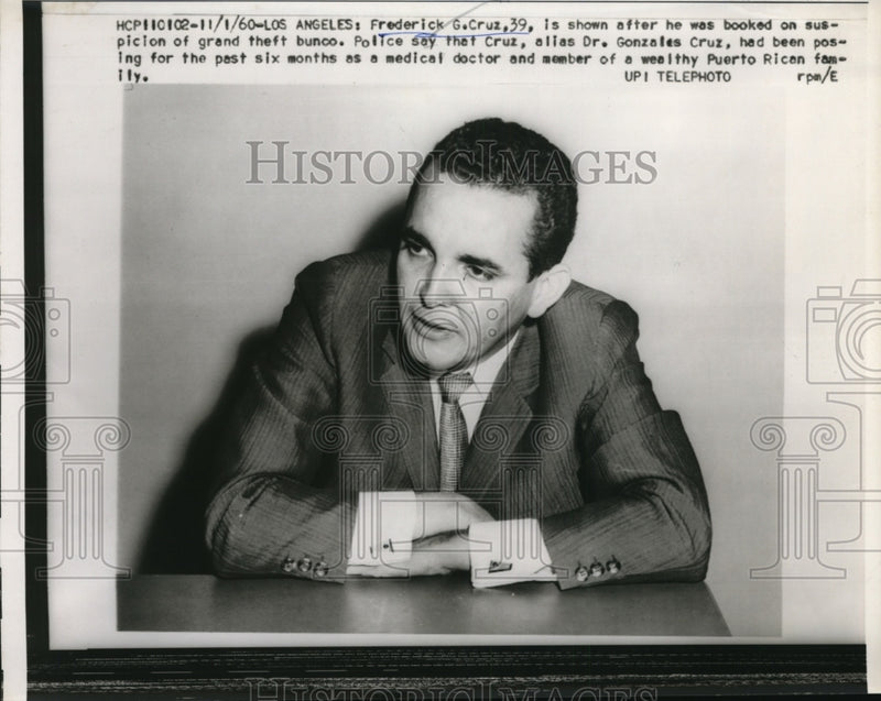 Load image into Gallery viewer, 1960 Press Photo Frederick G. Cruz, Charged with Grand Theft Bunco - nef52268
