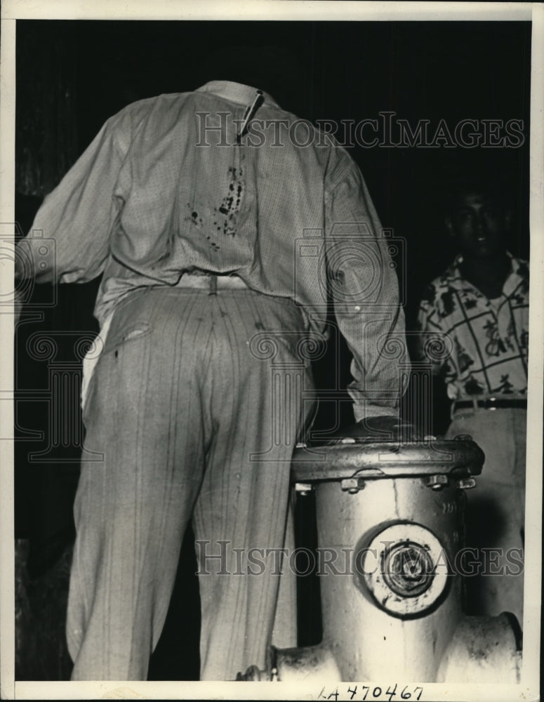 1938 Press Photo Sam Thomas, Stabbed in Back by Panhandler, Los Angeles