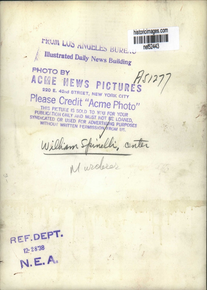 Load image into Gallery viewer, 1938 Press Photo William Spinelli, murderer - nef52443
