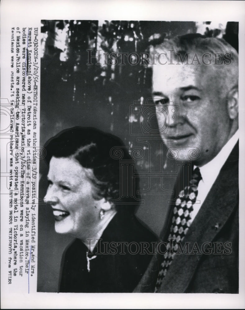1956 Press Photo Mr. & Mrs.Everett Kennison victims od savage slaying in Mexico