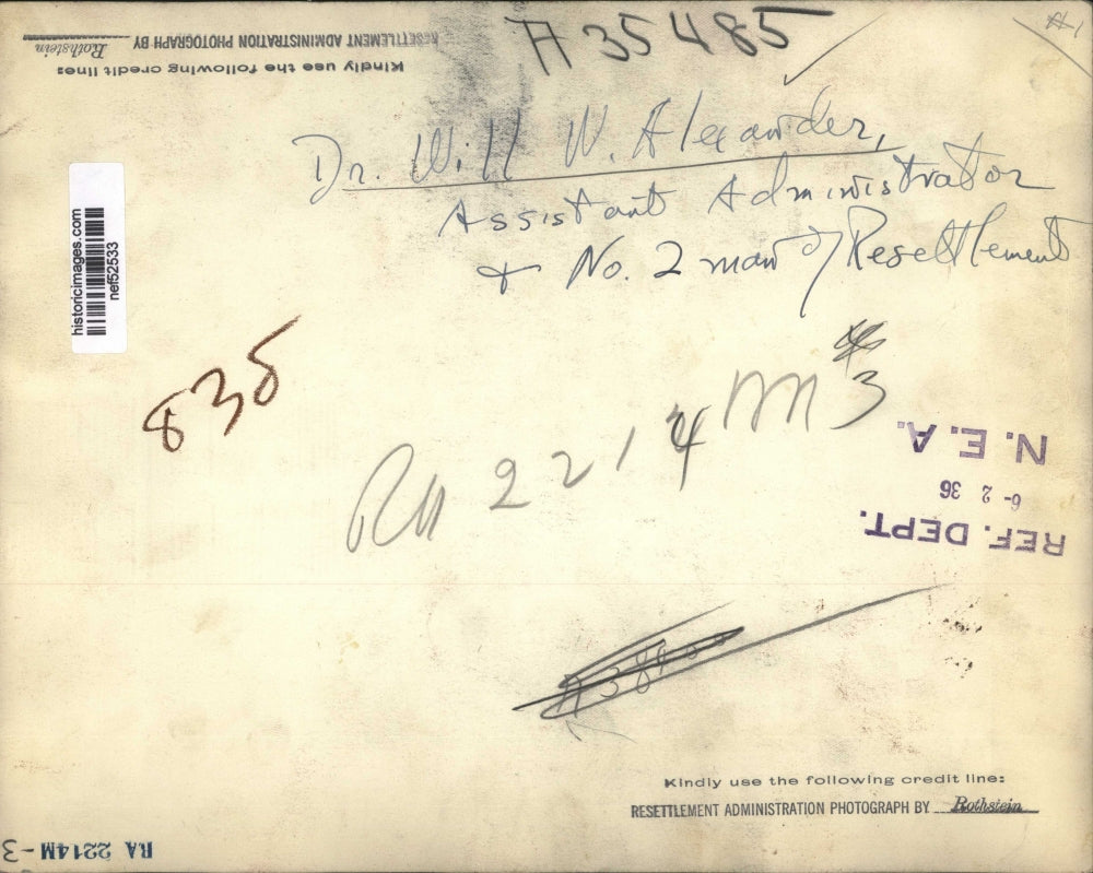 1936 Press Photo Dr. Will W. Alexander, Assistant Administrator - nef52533