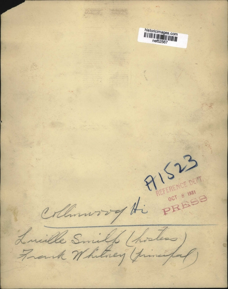 1931 Press Photo Lucille Smith, Hostess & Frank Whitney, Principal - nef52567