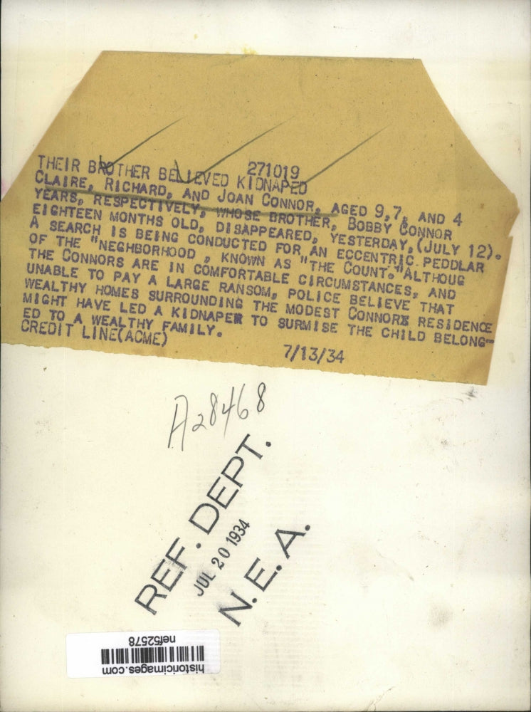 Load image into Gallery viewer, 1934 Press Photo Bobby Connor 18-Months-Old Disappears Search Conducted
