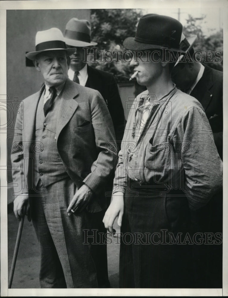 1936 Press Photo Samuel Whittaker, James Fagan Culver in custody of officers