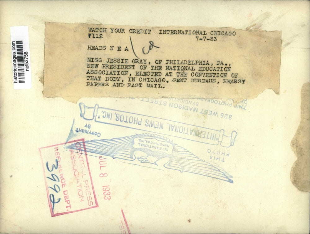 1933 Press Photo Jessie Gray President of National Education Association