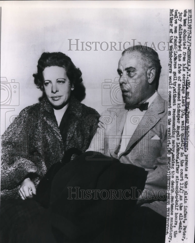 1956 Press Photo and Mr and Mrs Peter Weinberger parents a slain son, Peter.