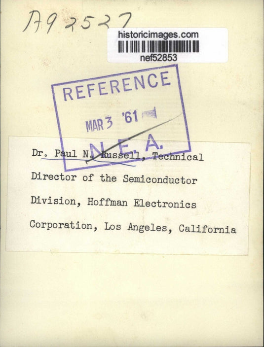 1961 Press Photo Dr. Paul N. Russell of Hoffman Electronics Corporation